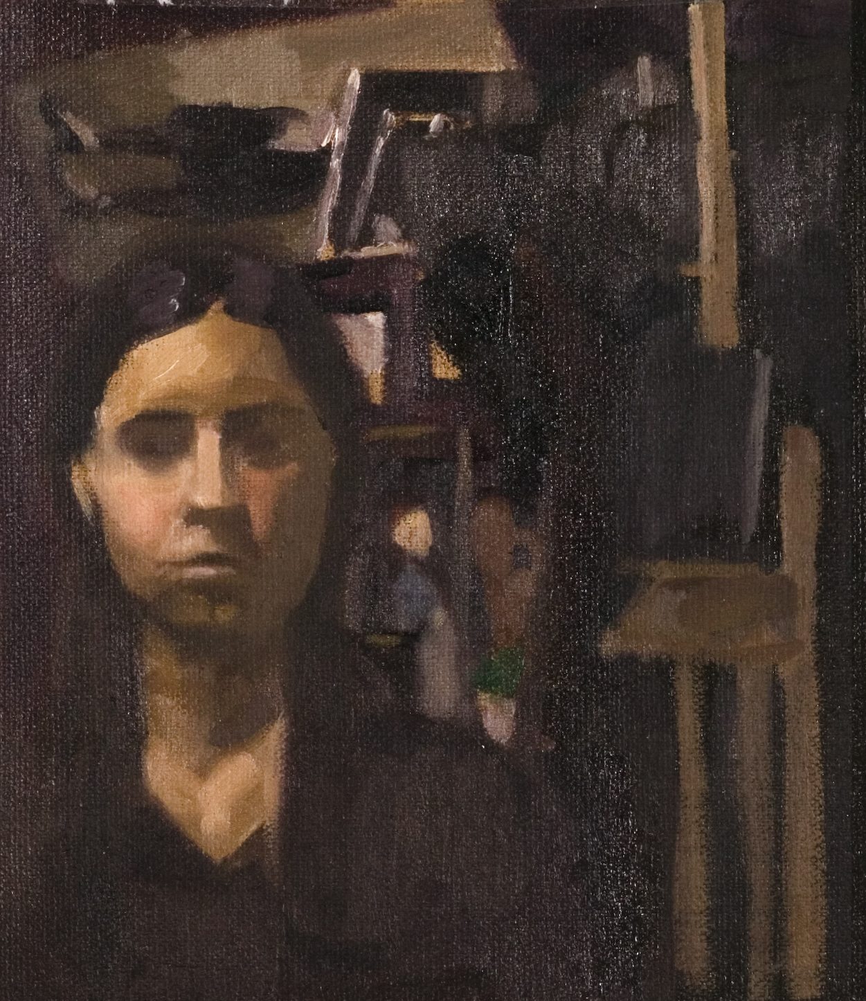Self Portrait, Oil on canvas, 11×18 in, 2005, by Soraya Hutchinson