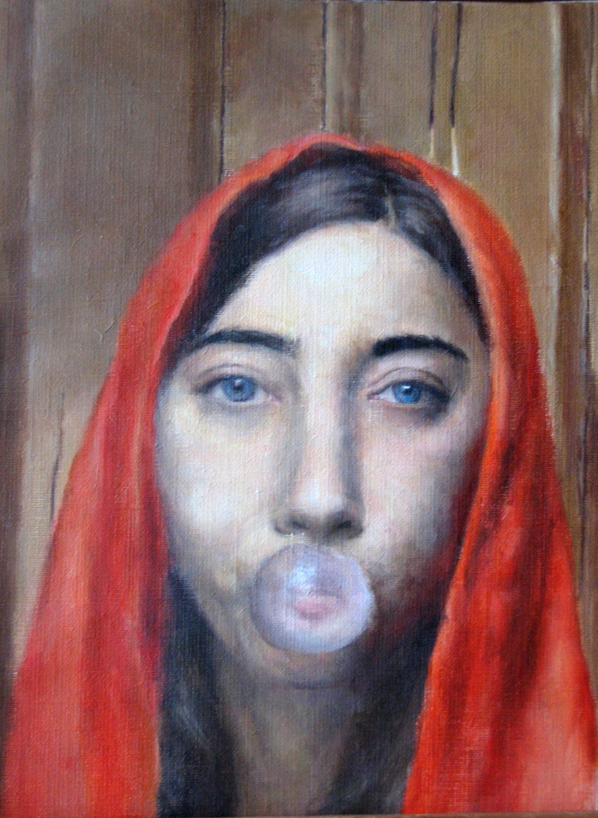 Self Portrait, Oil on linen, 9×12 in, 2009, by Soraya Hutchinson