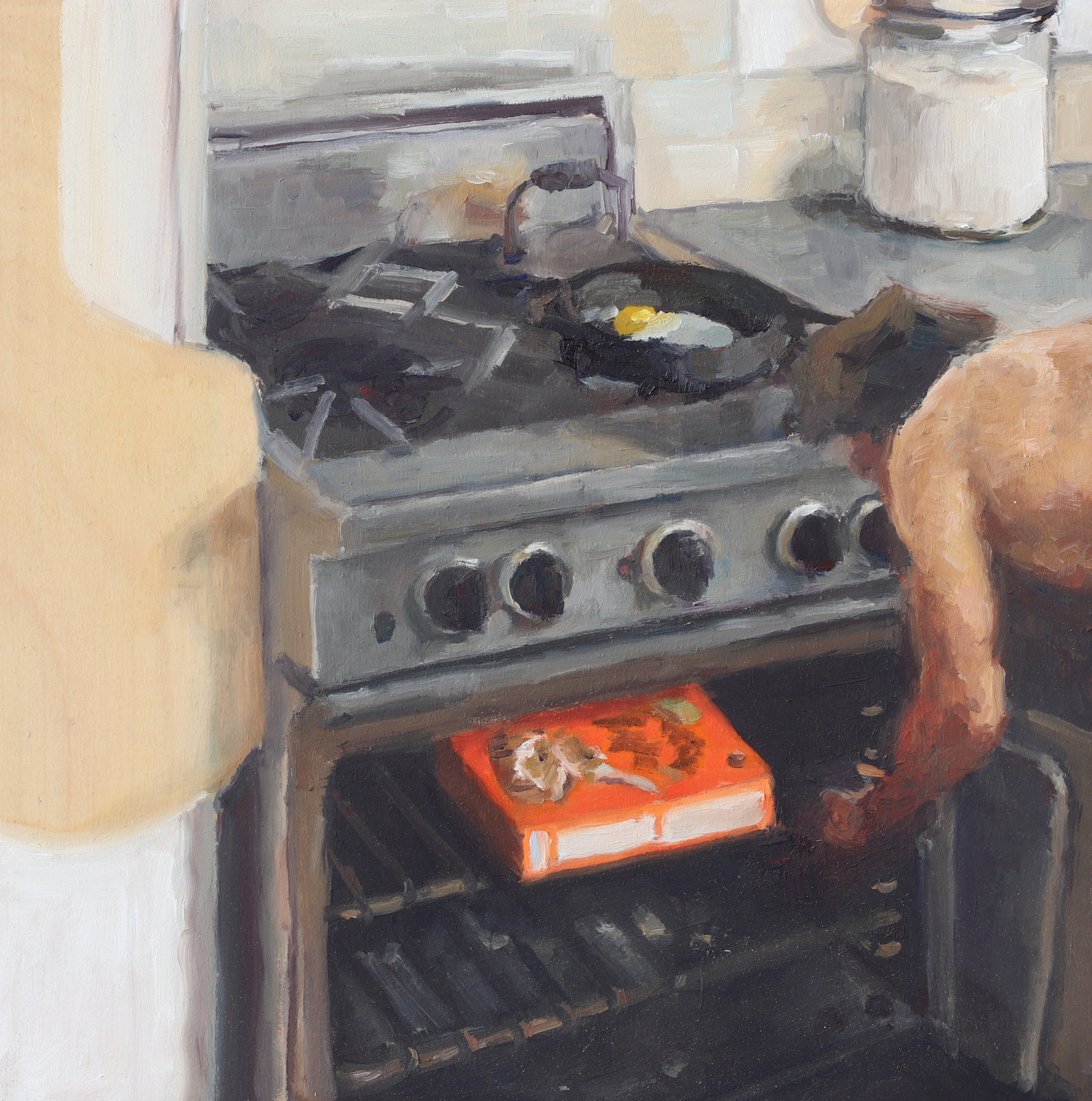 Killer Hiding Spot, Oil on panel, 10×10 in, 2020, by Soraya Hutchinson