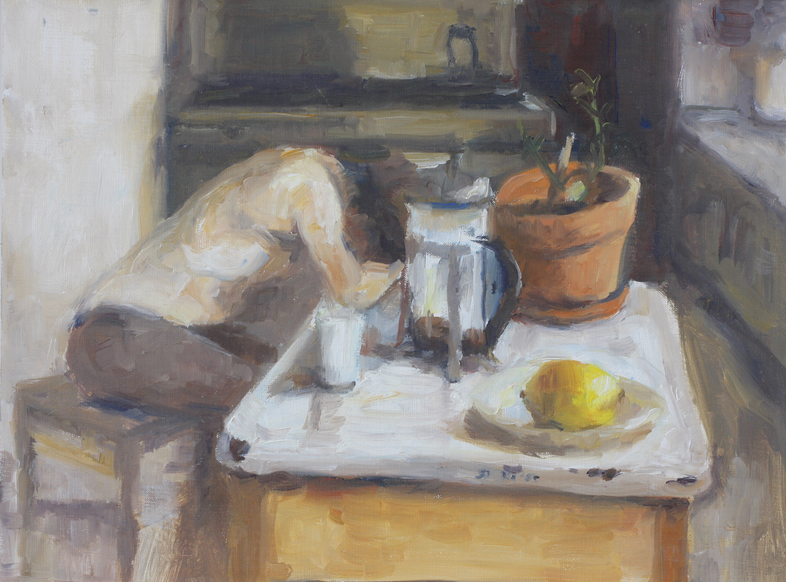Squeezed, Oil on linen, 12×9 in, 2020, by Soraya Hutchinson