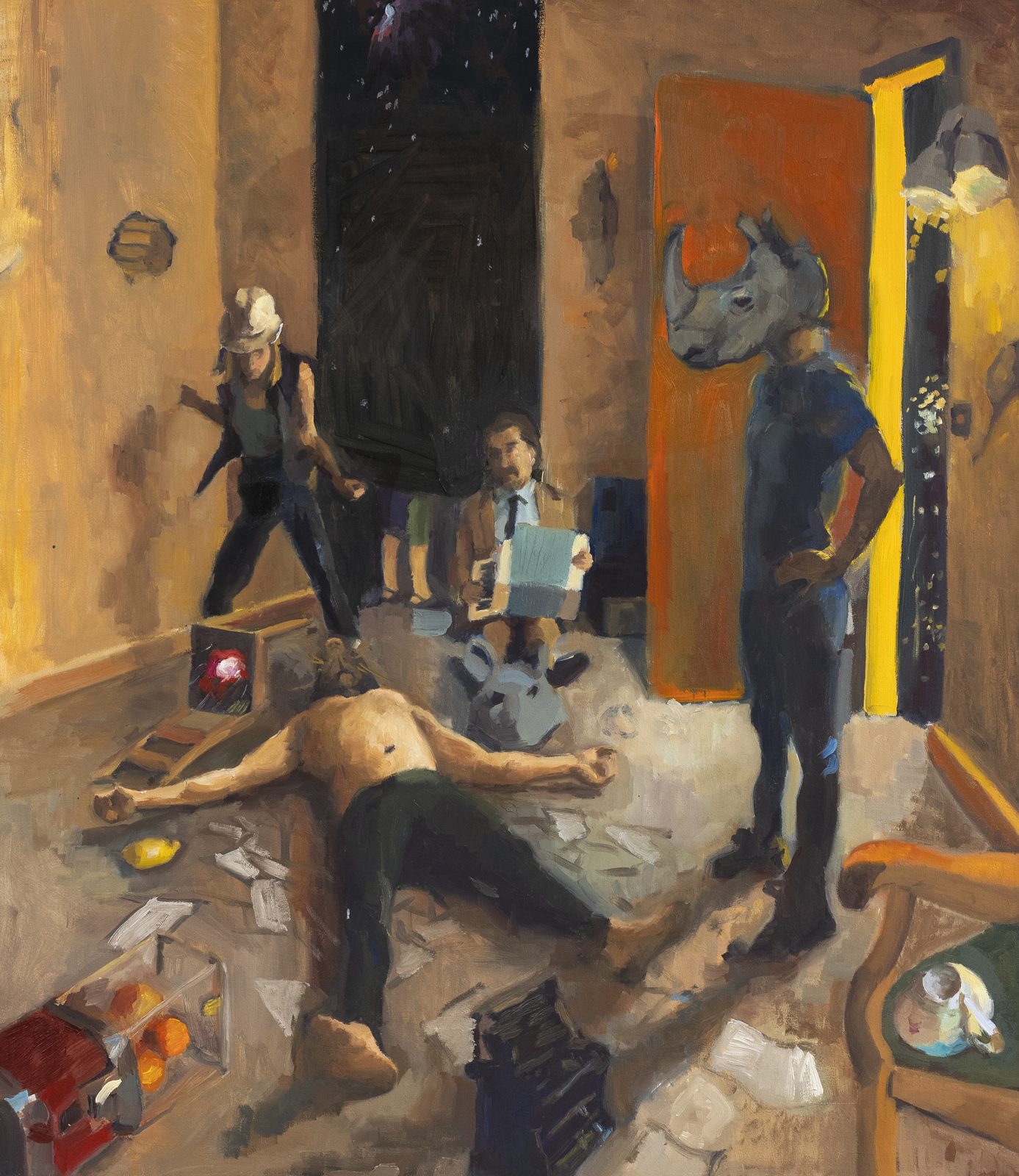 Heureux Comme Ratman, Oil on linen, 20×30 in, 2021, by Soraya Hutchinson