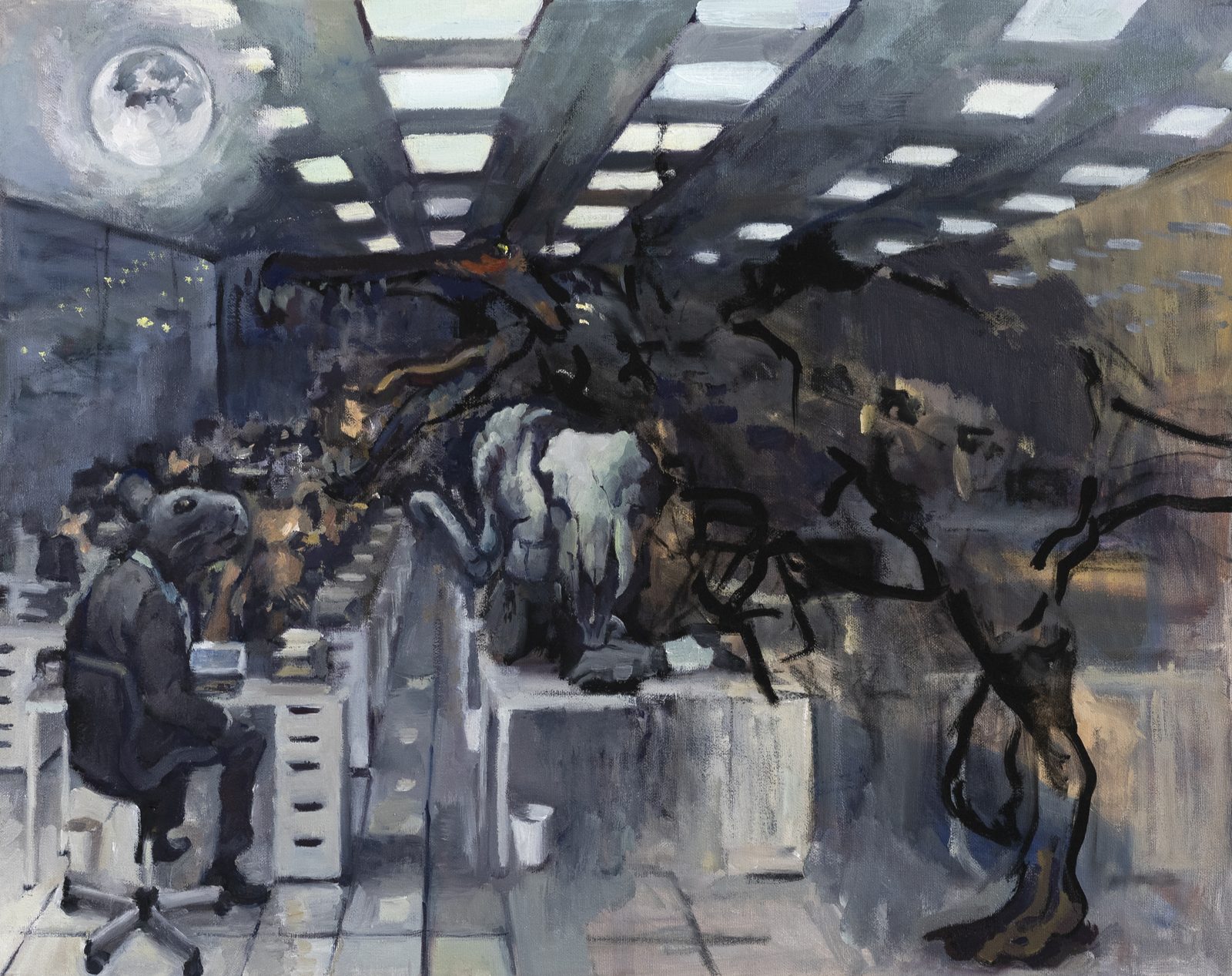 Spinosaurus Boss, Oil on linen, 12×9 in, 2022, by Soraya Hutchinson