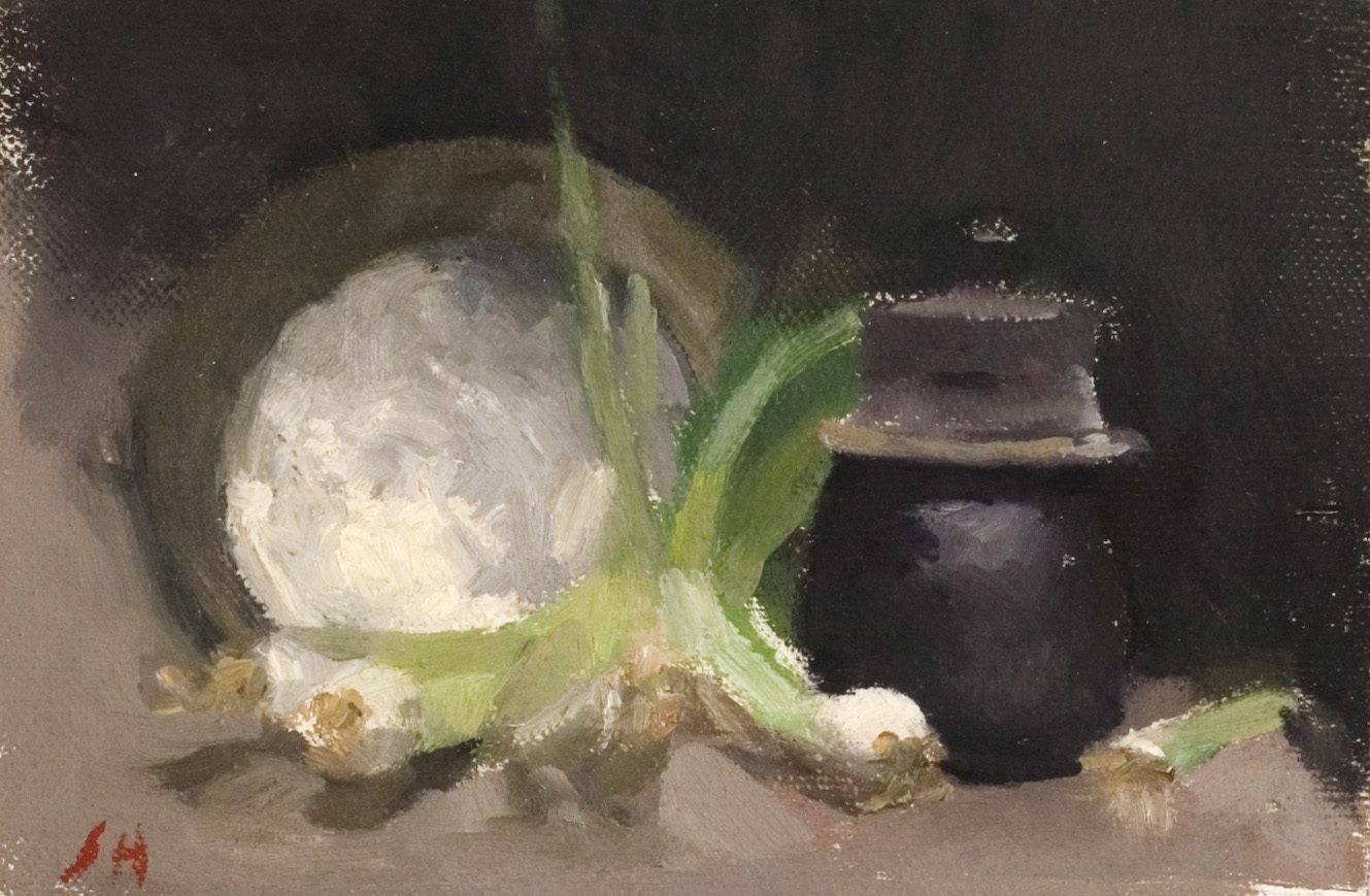 Onion Sketch, Oil on linen, 8×6 in, 2004, by Soraya Hutchinson