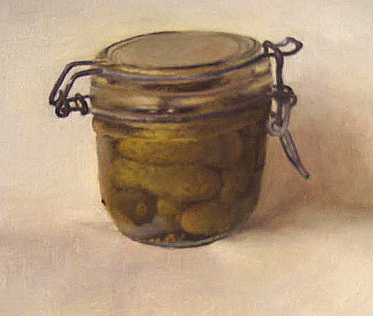 Pickles, Oil on linen, 10×10 in, 2011, by Soraya Hutchinson